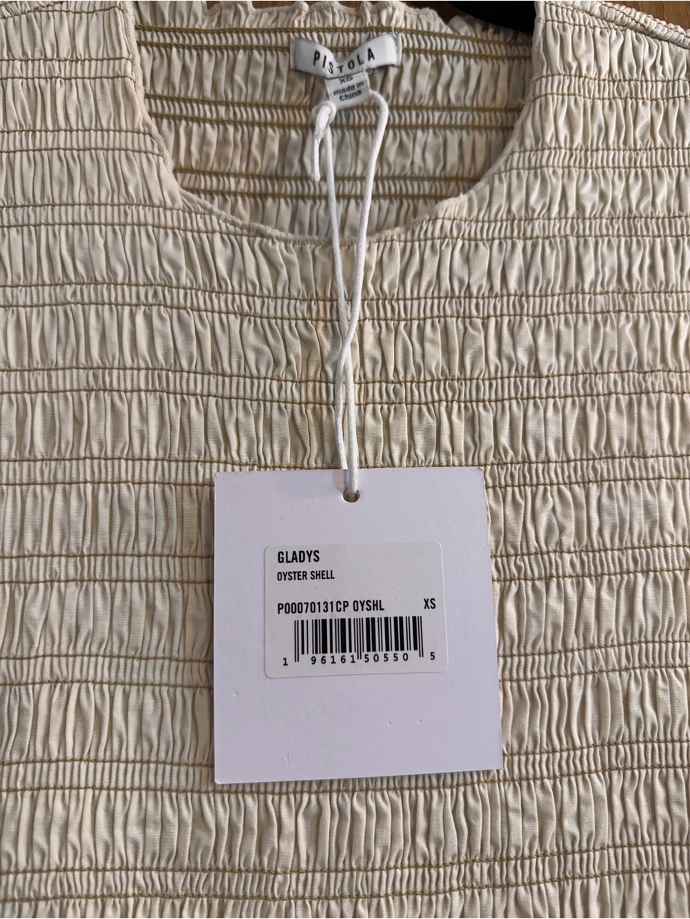 NWT Pistola Gladys Smocked Bodice Dress (XS) oyster shell - Picture 5 of 7